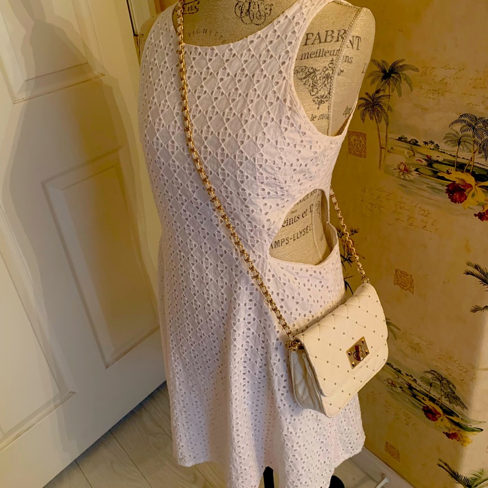 Dress, White, Cut-Outs, Cotton